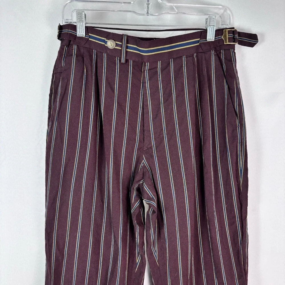 BR Athletics Marzotto Havana Fabric Wool Blend Pinstripe Trousers Mens Size 28